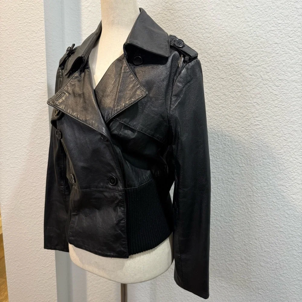 Newport News Leather Bomber Moto Biker Jacket Streetwear Retro Vintage SZ10